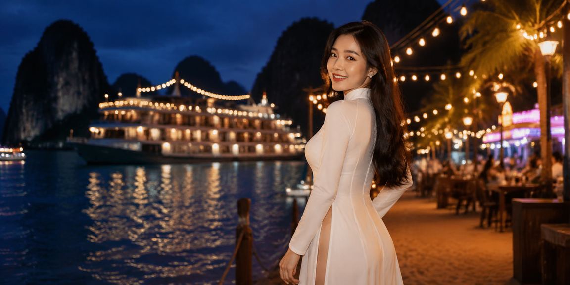 Trải nghiệm cá cược và giải thưởng bên vịnh Hạ Long với trang phục áo dài