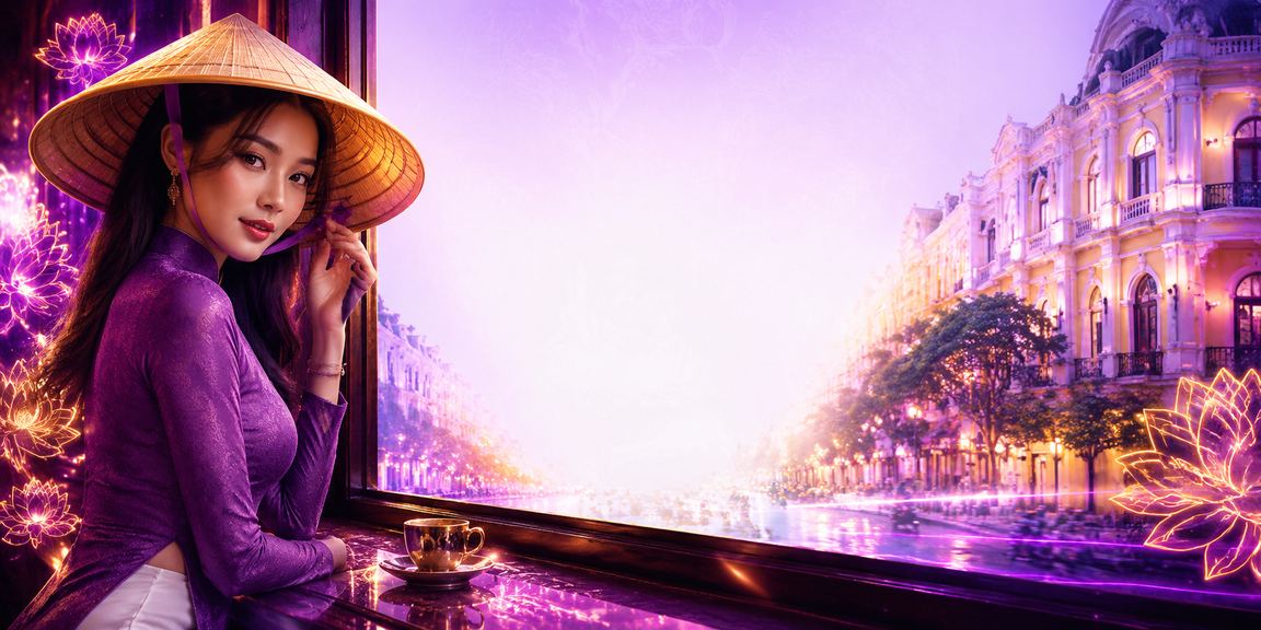 Hình ảnh phố phường Hà Nội với nón lá truyền thống và không khí casino trực tuyến